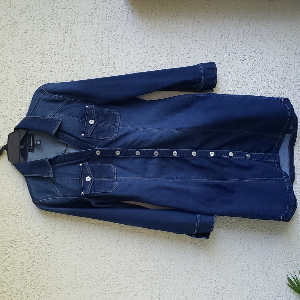 INC Denim cotton blend stretchy dress 8